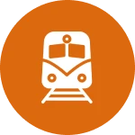 Train icon on orange circle background